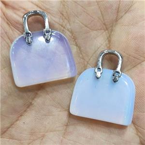 white Opalite bagcharm pendant, approx 20-24mm