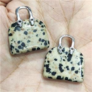 Dalmatian Jasper Bag Charm Pendant, approx 20-24mm