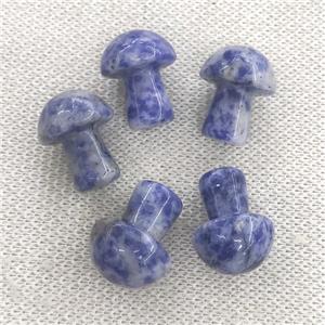 blue Dalmatian Jasper mushroom, no hole, approx 15-20mm