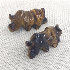 Tiger eye stone Rhinoceros charm, no hole, approx 15-37mm