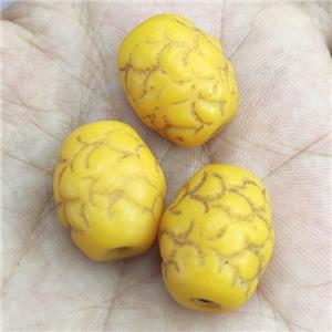 yellow Lampwork Beads, rondelle, approx 15-20mm