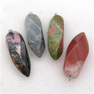 mix Gemstone twist pendant, approx 15-40mm