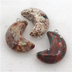 red Jasper moon pendant, approx 14-30mm