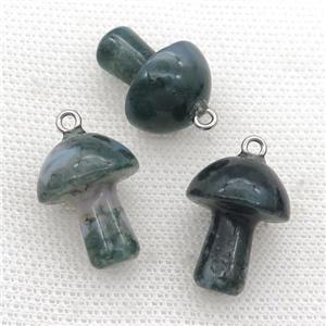 green Moss Agate mushroom pendant, approx 15-20mm