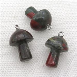 BloodStone Jasper mushroom pendant, approx 15-20mm