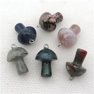 mix Gemstone mushroom pendant, approx 15-20mm