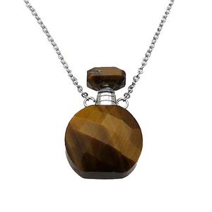 Tiger eye stone perfume bottle Necklace, approx 15-20mm