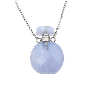 Blue Lace Agate perfume bottle Necklace, approx 15-20mm