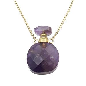 purple Amethyst perfume bottle Necklace, approx 15-20mm