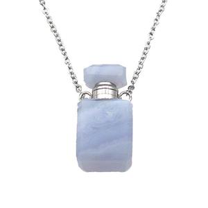 Blue Lace Agate perfume bottle Necklace, approx 10-20mm