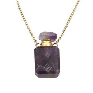 Amethyst perfume bottle Necklace, approx 10-20mm