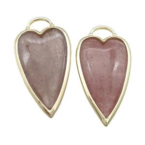 Pink Strawberry Quartz Arrowhead Pendant Gold Plated, approx 18-35mm