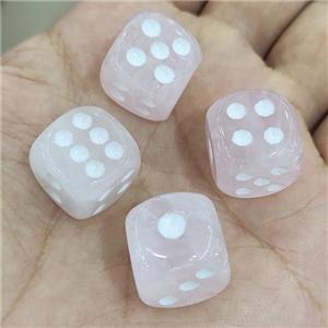 Rose Quartz Cube Dice, approx 15mm