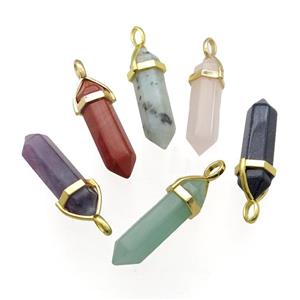 Mix Gemstone Prism Pendant Bullet, approx 10-30mm