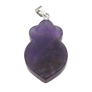 Amethyst Shield Pendant Purple, approx 17-26mm