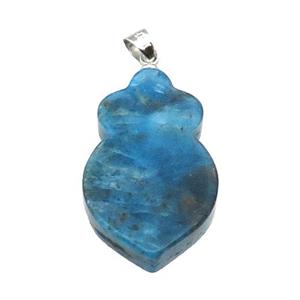 Blue Apatite Shield Pendant, approx 17-26mm