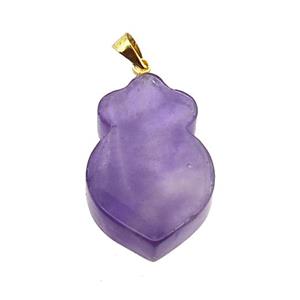 Purple Amethyst Shield Pendant, approx 17-26mm