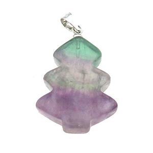 Multicolor Fluorite Christmas Tree Pendant, approx 19-24mm