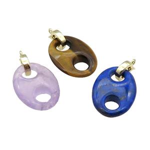 Mix Gemstone Pignose Pendant, approx 18-25mm