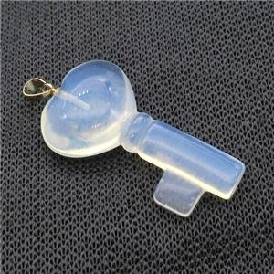 White Opalite Key Pendant, approx 22-40mm