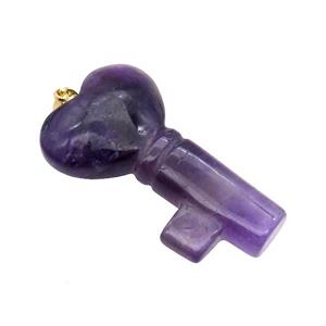 Purple Amethyst Key Pendant, approx 22-40mm