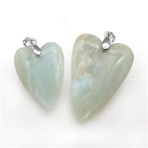 Chinese Amazonite Heart Pendant, approx 25-40mm