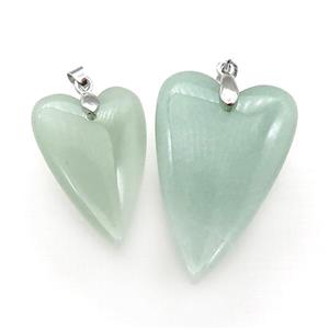 Green Aventurine Heart Pendant, approx 25-40mm