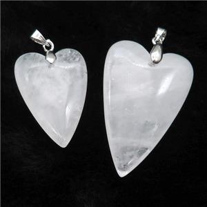 Clear Quartz Heart Pendant, approx 20-30mm