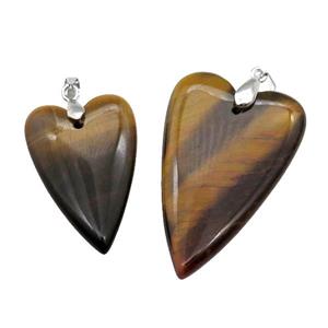 Yellow Tiger Eye Stone Heart Pendant, approx 20-30mm