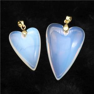 White Opalite Heart Pendant, approx 20-30mm