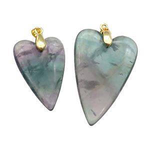 Multicolor Fluorite Heart Pendant, approx 25-40mm