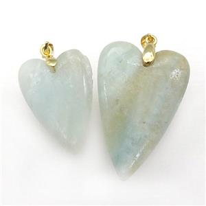 Chinese Amazonite Heart Pendant, approx 25-40mm