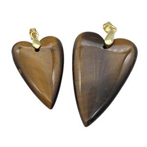 Yellow Tiger Eye Stone Heart Pendant, approx 25-40mm