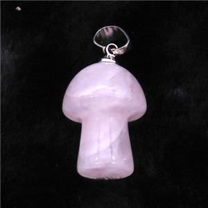 Pink Rose Quartz Mushroom Pendant, approx 15-20mm