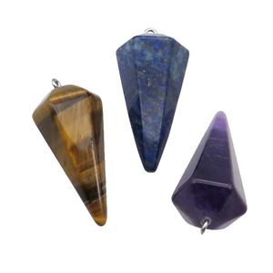 Mix Gemstone Pendulum Pendant, approx 17-38mm