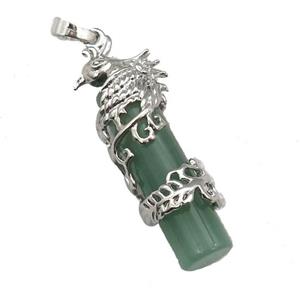 Green Aventurine Column Pendant Phenix Platinum Plated, approx 10-45mm