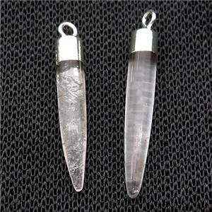 Clear Quartz Bullet Pendant Silver Plated, approx 5-30mm