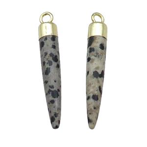 Black Dalmatian Jasper Bullet Pendant Gold Plated, approx 5-30mm