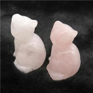 Pink Rose Quartz Cat No Hole, approx 22-30mm