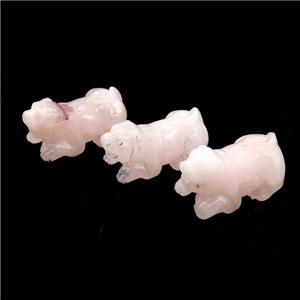 Pink Rose Quartz Dog No Hole, approx 16-30mm