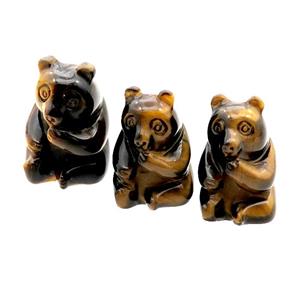 Tiger Eye Stone Bear No Hole, approx 17-30mm