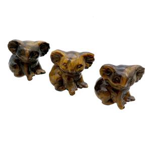 Tiger Eye Stone Koala No Hole, approx 25-30mm