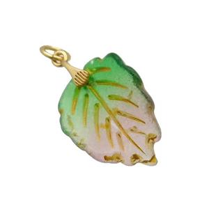 Acrylic Leaf Pendant Multicolor, approx 16.5-22mm