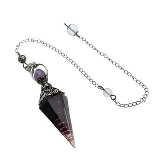 Garnet Chips Resin Pendulum Pendant Antique Silver, approx 20-60mm, 6mm, 20cm chain