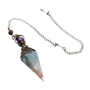 Blue Aquamarine Chips Resin Pendulum Pendant Antique Red, approx 20-60mm, 6mm, 20cm chain