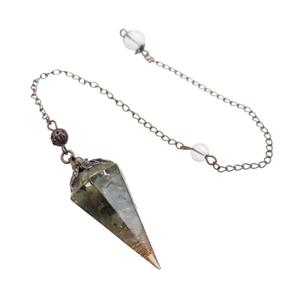 Labradorite Chips Resin Pendulum Pendant Antique Red, approx 20-40mm, 20cm chain