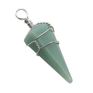 Green Aventurine Pendulum Pendant Wire Wrapped, approx 18-35mm