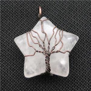 Clear Quartz Star Pendant Tree Wire Wrapped, approx 30mm