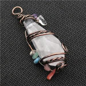 Clear quartz Teardrop Pendant Wire Wrapped, approx 22-53mm