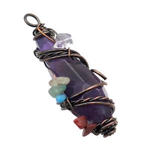 Purple Amethyst Teardrop Pendant Wire Wrapped, approx 22-53mm